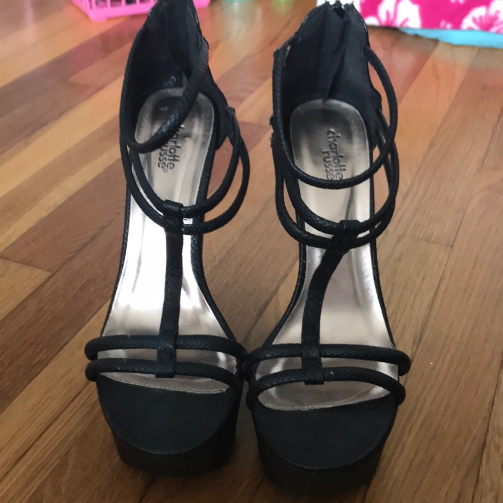 Charlotte Russe Strappy Faux Leather Wedges